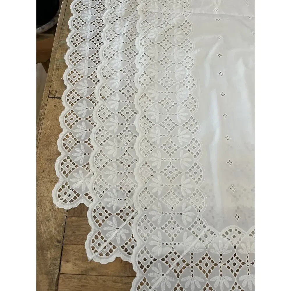 Vintage 3 Curtain Panels Sheer Lace Off White 32